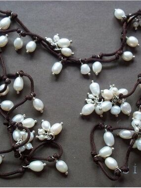 SILPADA 925 Sterling Silver Pearl Lariat Necklace Knotted Wrap